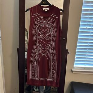 Say What? Burgundy Sleeveless Studded Bodycon Dress